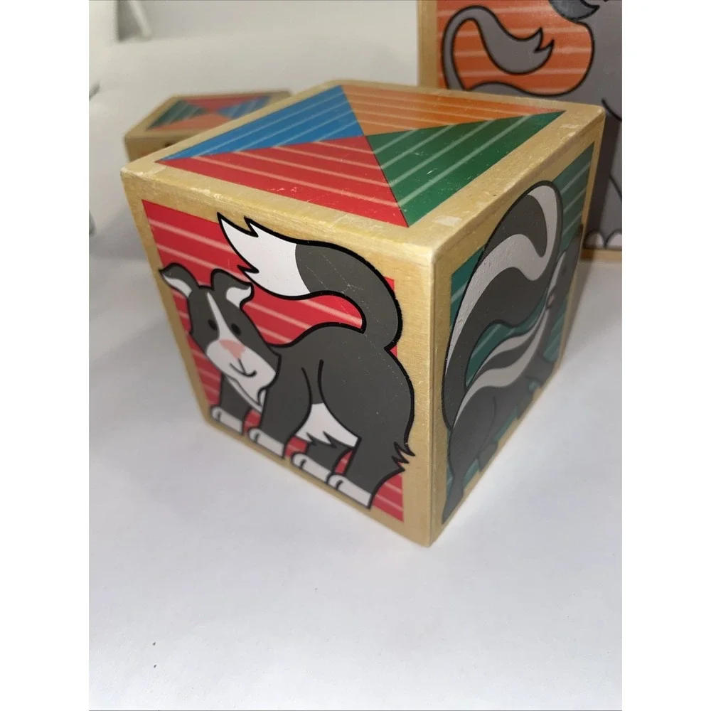 Melissa Doug ANIMAL NESTING BLOCKS Classic Wooden Toys Includes 4 Blocks VTG